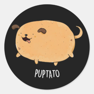 Puptato Funny Puppy Potato Puppe Dark BG Runder Aufkleber
