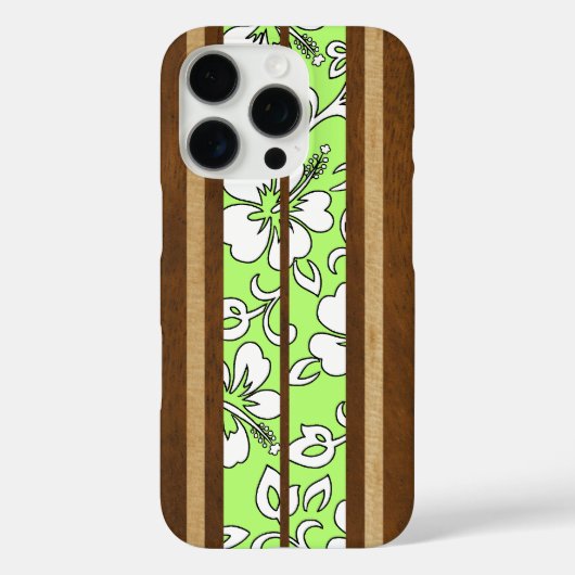 Pupukea Hibiskus-hawaiisches Imitat-Holz-Surfbrett Case-Mate iPhone Hülle (Rückseite)