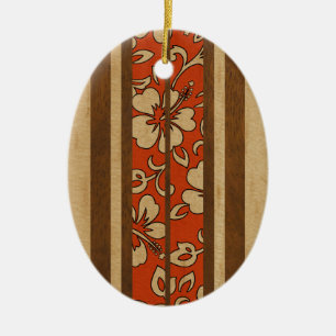 Pupukea Vintage Hawaiian Faux-Holz-Surfbrett Keramik Ornament