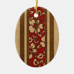 Pupukea Vintage Hawaiian Faux-Holz-Surfbrett Keramikornament