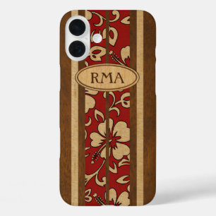 Pupukea Vintage Hawaiian Monogram Faux Holz Surfbo iPhone 16 Plus Hülle