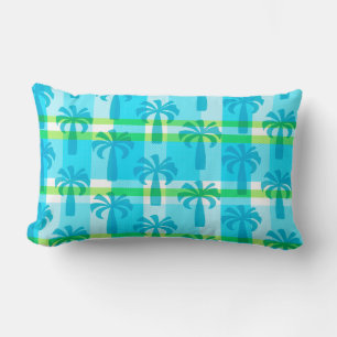 Pupule Hawaiianisches Vintage-Palmenbaum-Karo Lendenkissen