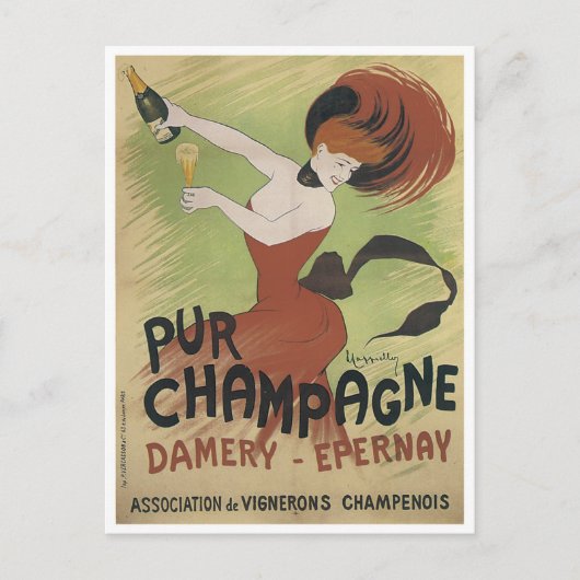 PUR CHAMPAGNE Vintag Art Poster drucken Postkarte (Vorderseite)