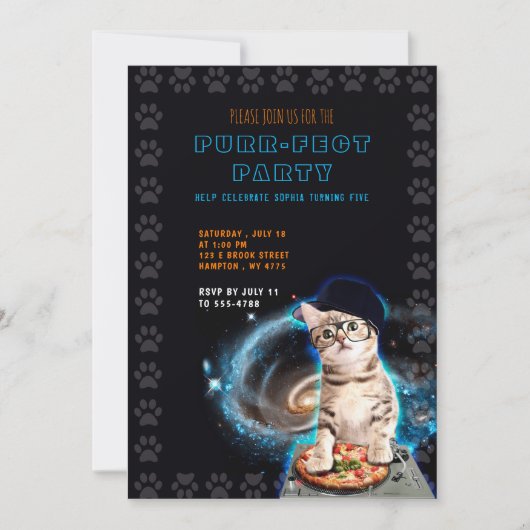 Pur-fect Party! DJ Cat Einladung (Vorderseite)