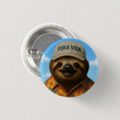 Pura Vida AI Faultier Button (Vorne & Hinten)