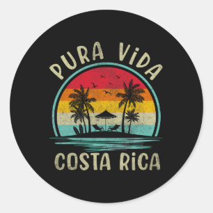 Pura Vida Beach Costa Rica Palm Tree Family Summer Runder Aufkleber