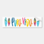 Pura Vida Colorful Surfboard Costa Rica Bumper Autoaufkleber (Vorne)