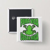Pura Vida Costa Rica grüner Frosch Button (Vorne & Hinten)