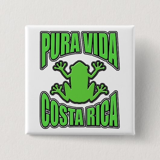 Pura Vida Costa Rica grüner Frosch Button (Vorderseite)