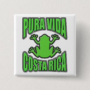 Pura Vida Costa Rica grüner Frosch Button