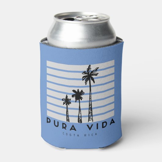 Pura Vida Costa Rica Palm Tree Blue Beer Dosenkühler (Kanne Vorderseite)