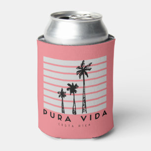 Pura Vida Costa Rica Palm Tree Pink Beer Dosenkühler