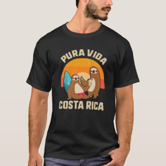 Pura Vida Costa Rica Sloth Sleepy Sommer V T-Shirt