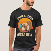 Pura Vida Costa Rica Sloth Surfing Sleepy Summer V T-Shirt (Vorderseite)