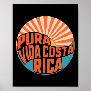 Pura Vida Costa Rica Sonnenuntergang Surfen Sommer Poster