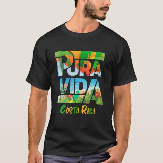 Pura Vida Costa Rica Souvenir Cool Zentralamerika T-Shirt (Vorderseite)