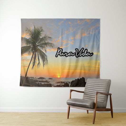 Pura Vida Costa Rica Sunset Beach Tapesta Wandteppich (Beispiel (Horizontal))