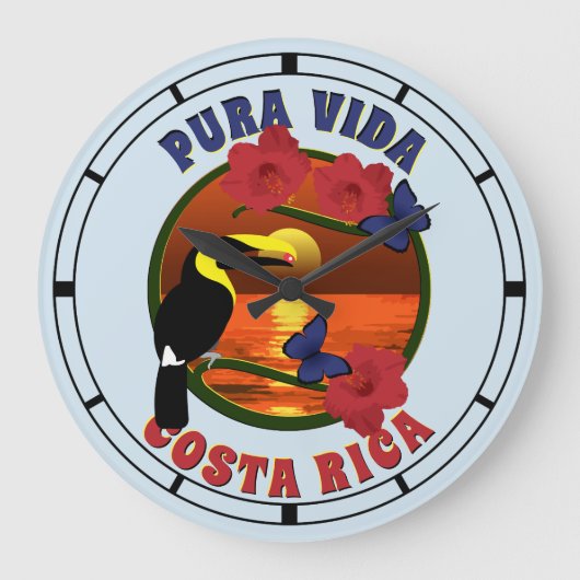 Pura Vida Costa Rica Template Große Wanduhr (Vorderseite)