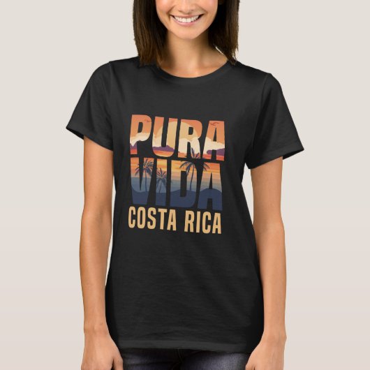 Pura Vida Costa Rica Tropical Beach Vibes Geschenk T-Shirt (Vorderseite)