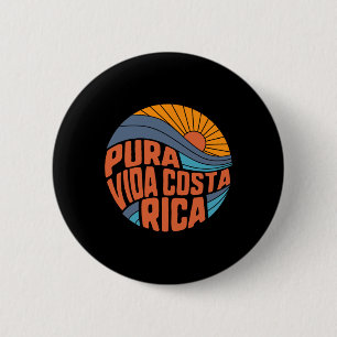 Pura Vida Costa Rica Vintage Sonnenuntergang Surfe Button