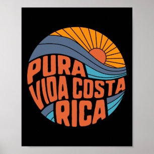 Pura Vida Costa Rica Vintage Sonnenuntergang Surfe Poster