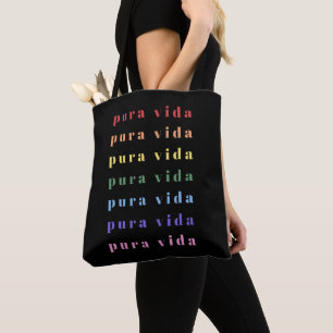 Pura Vida farbenfrohe Typografie Tasche