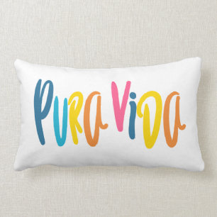 Pura Vida farbige Buchstaben Costa Rica Lendenkissen