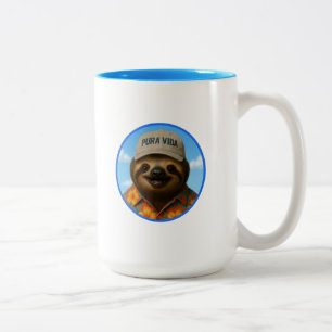 Pura Vida Faultier Zweifarbige Tasse