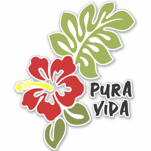 Pura Vida Hibiskus kundenspezifisch geschnitten Vi Aufkleber (Vorderseite)