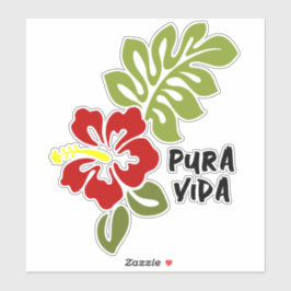 Pura Vida Hibiskus kundenspezifisch geschnitten Vi Aufkleber