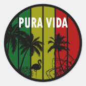 Pura vida runder aufkleber (Vorderseite)