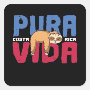 Pura Vida Sloth Quadratischer Aufkleber