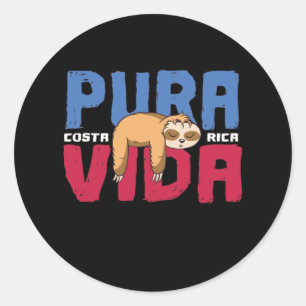 Pura Vida Sloth Runder Aufkleber