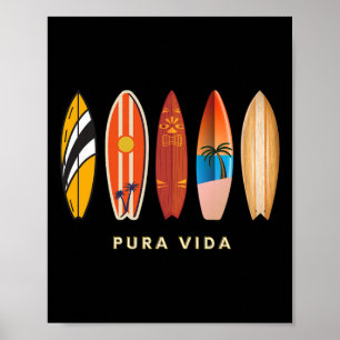 Pura Vida Surfboards Costa Rica Surfen Poster