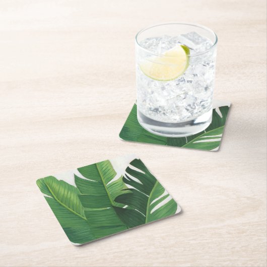 Pura Vida - Tropische Blätter Rechteckiger Pappuntersetzer (Vor Ort)