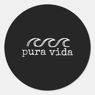 Pura Vida Wave Surfen Costa Rica Souvenir  Runder Aufkleber