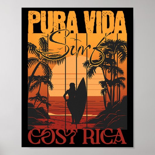 Pura Vide Costa Rica Surfen Poster (Vorne)