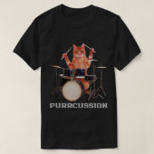Purcussion Funny Cat Drummer On Drum Set Percuss T-Shirt (Design vorne)