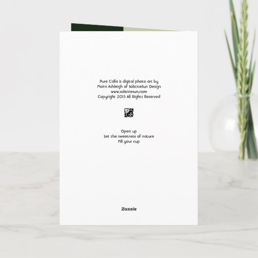 Pure Calla Karte (Rückseite)