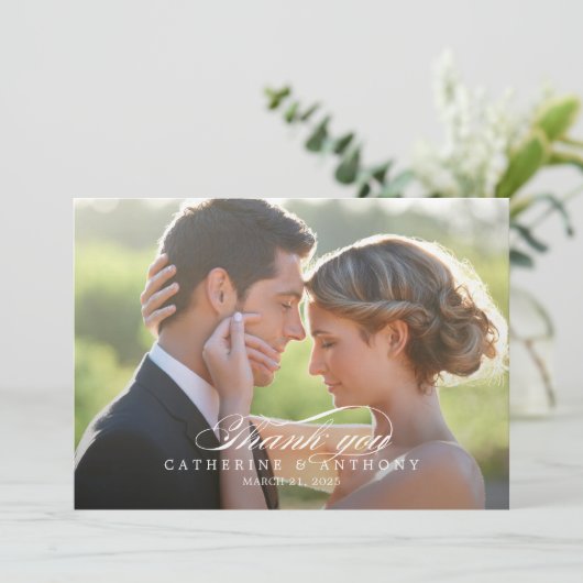 Pure Elegance Wedding Dankeschön Card Dankeskarte (Stehend Vorderseite)