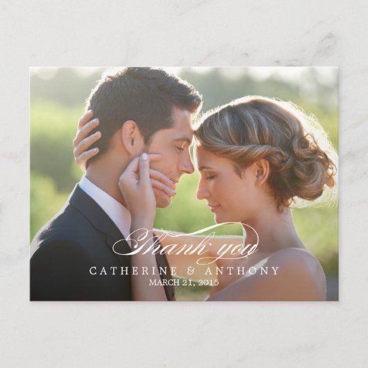 Pure Elegance Wedding Thank You Card - White Postkarte (Vorderseite)