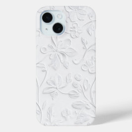 Pure Elegance White Embossed Floral Phone Case