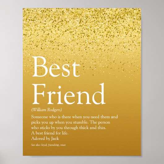 Pure Gold Best Friend Definition Glitzer Glam Poster (Vorne)