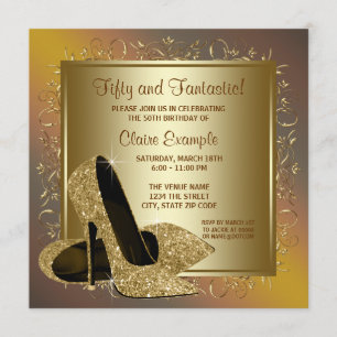 Pure Gold High Heels Frauen Geburtstagsparty Einladung