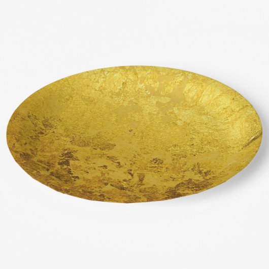 PURE GOLD LEAF Muster + Ihr Text / Foto Pappteller (Schrägansicht)