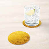 PURE GOLD LEAF Muster + Ihr Text / Foto Runder Pappuntersetzer (Vor Ort)