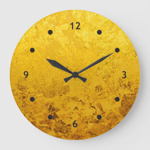 PURE GOLD pattern / gold leaf Große Wanduhr