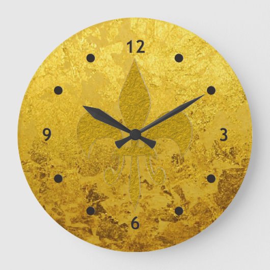 PURE GOLD pattern / gold leaf with Lilly Große Wanduhr (Vorderseite)