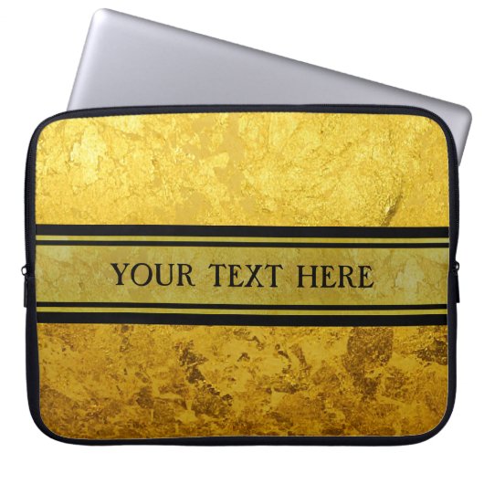 PURE GOLD pattern / gold leaf + your text Laptopschutzhülle (Vorderseite)