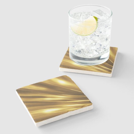 PURE GOLD Shine Pattern + Ihr Text / Foto Steinuntersetzer (Seitenansicht)